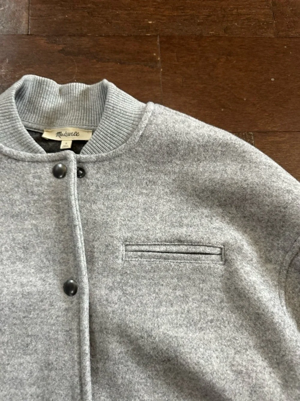 Madewell-Snap Front Bomber Jacket size Small Grey-like new - Picture 10 of 14